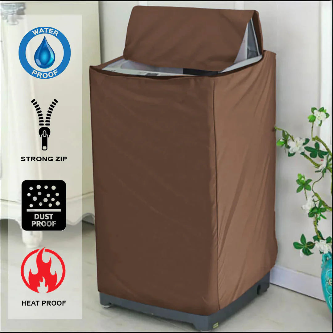 Waterproof Top Loaded Washing Machine Cover  & Dryer Cover (Brown Color)