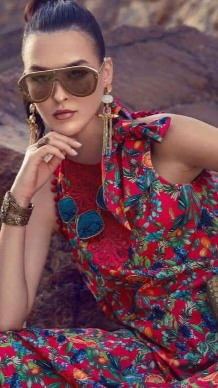 3pc unstitched digital print linen suit