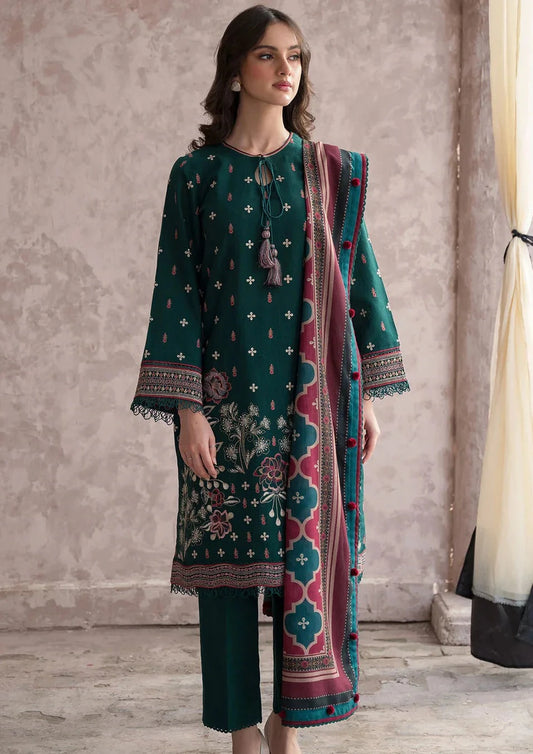 JAZMIN - 3PC LAWN EMBROIDERED SHIRT WITH  PRINTED DUPATTA AND TROUSER