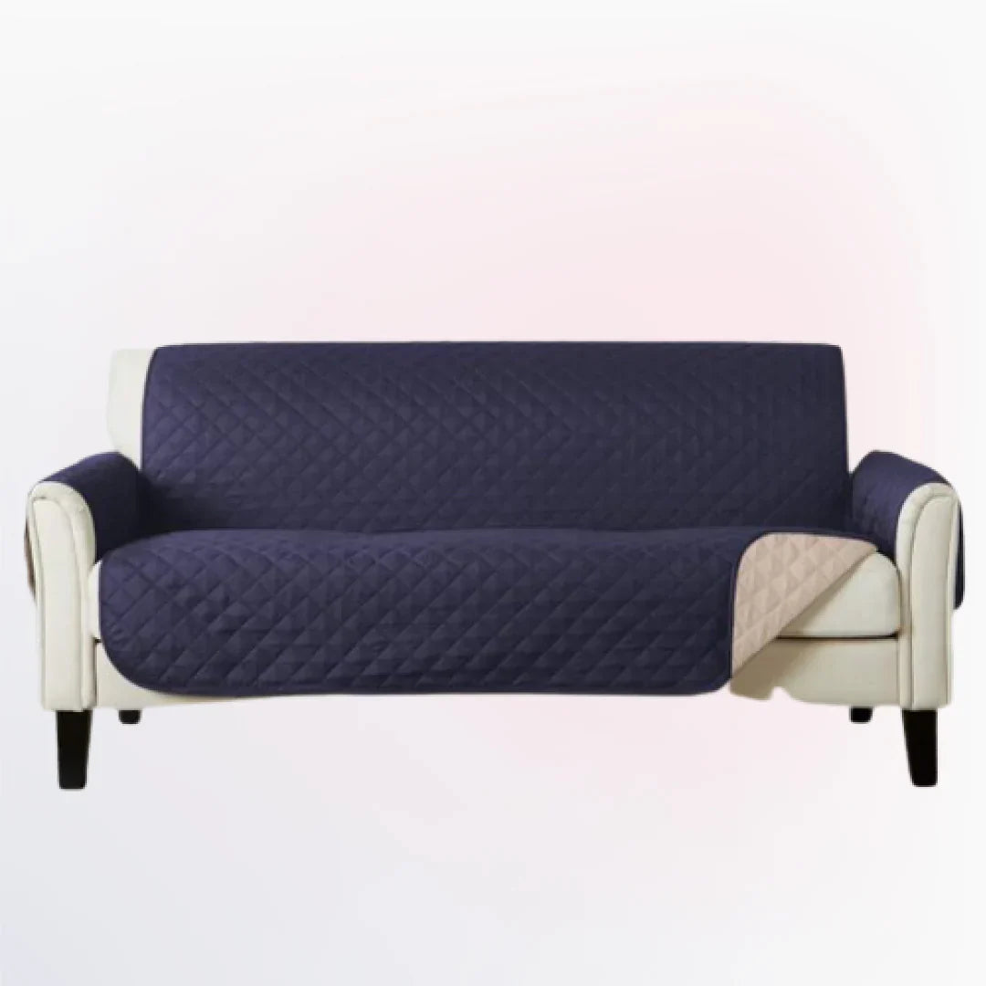 Cotton Quilted Sofa Runner - Sofa Coat (Navy Blue)