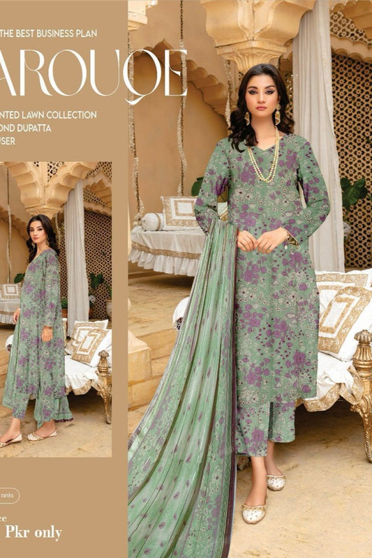 Baroque -3Pc Lawn Digital With diamond Dubata