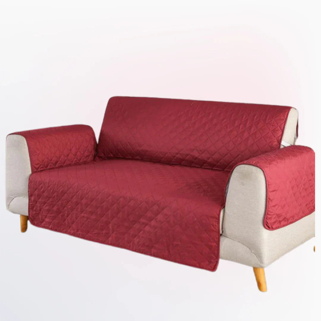 Cotton Quilted Sofa Runner - Sofa Coat (Maroon)