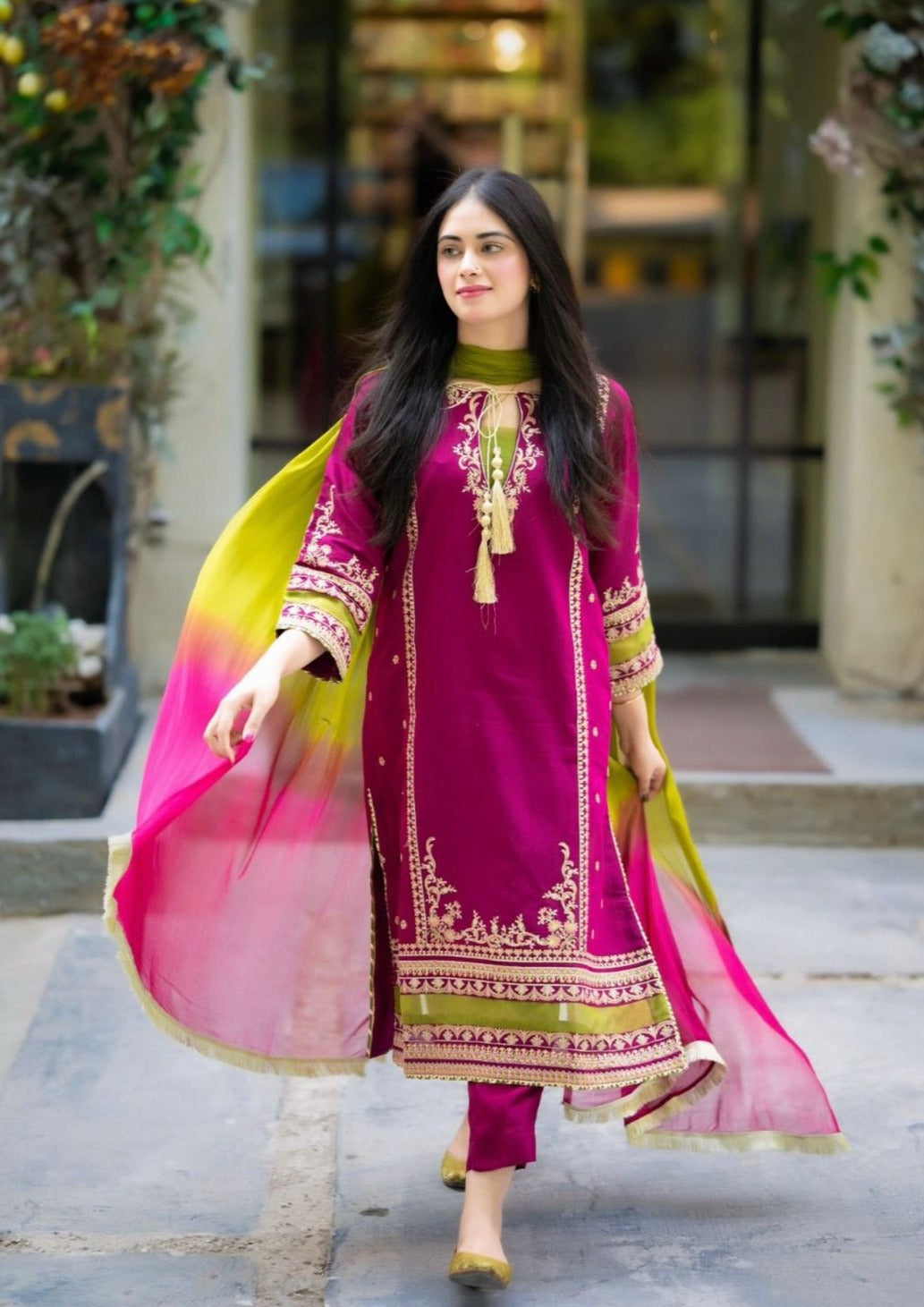 OMAL BY KOMAL - 01 | 3PC LUXURY LAWN | BAMBER CHIFFON TYE AND DYE READY  DUPATTA