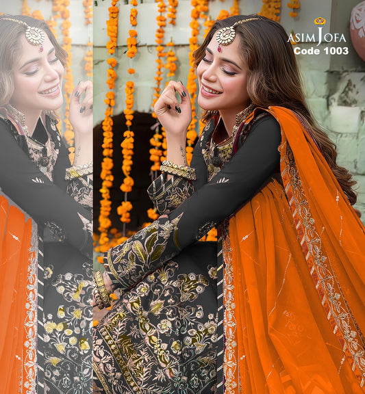 ASIM JOFA BLACKUNSTITCHED EMBROIDERED THREE PIECE SP-1003