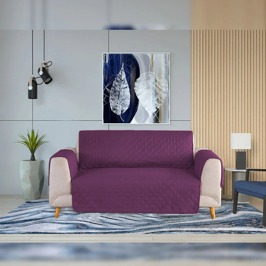 Cotton Quilted Sofa Runner - Sofa Coat (Purple)