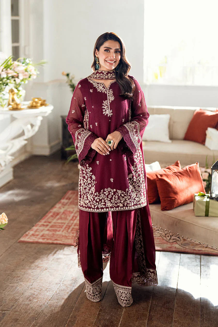 3pc unstitched Lawn Emb with Emb Dupatta