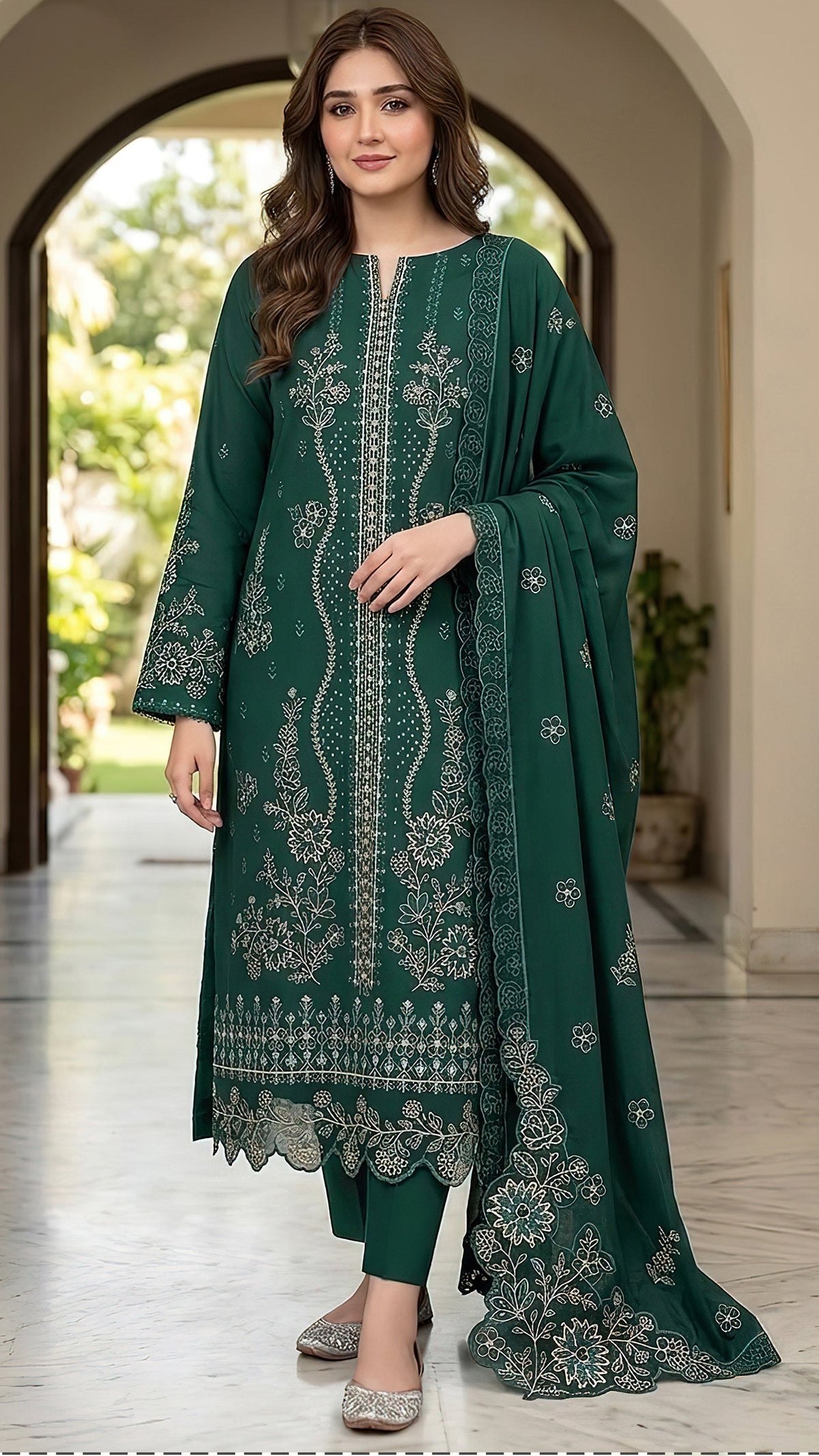 dhanak suit with ready to wear shawl