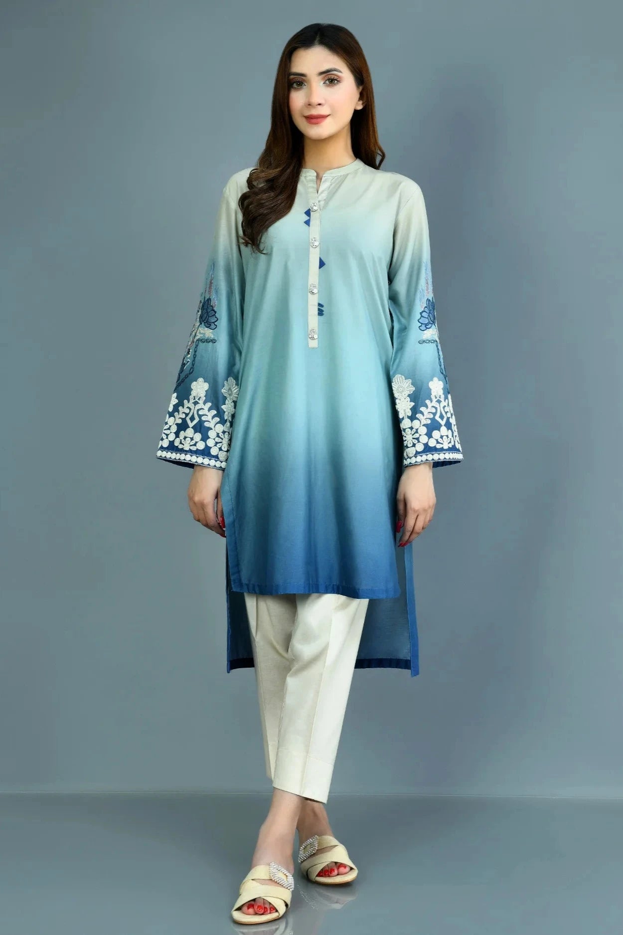 Gul Ahmed 3PC Linen Printed Suit with  EMBROIDERY