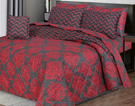 7 Pcs Quilted Comforter Set - Blackra