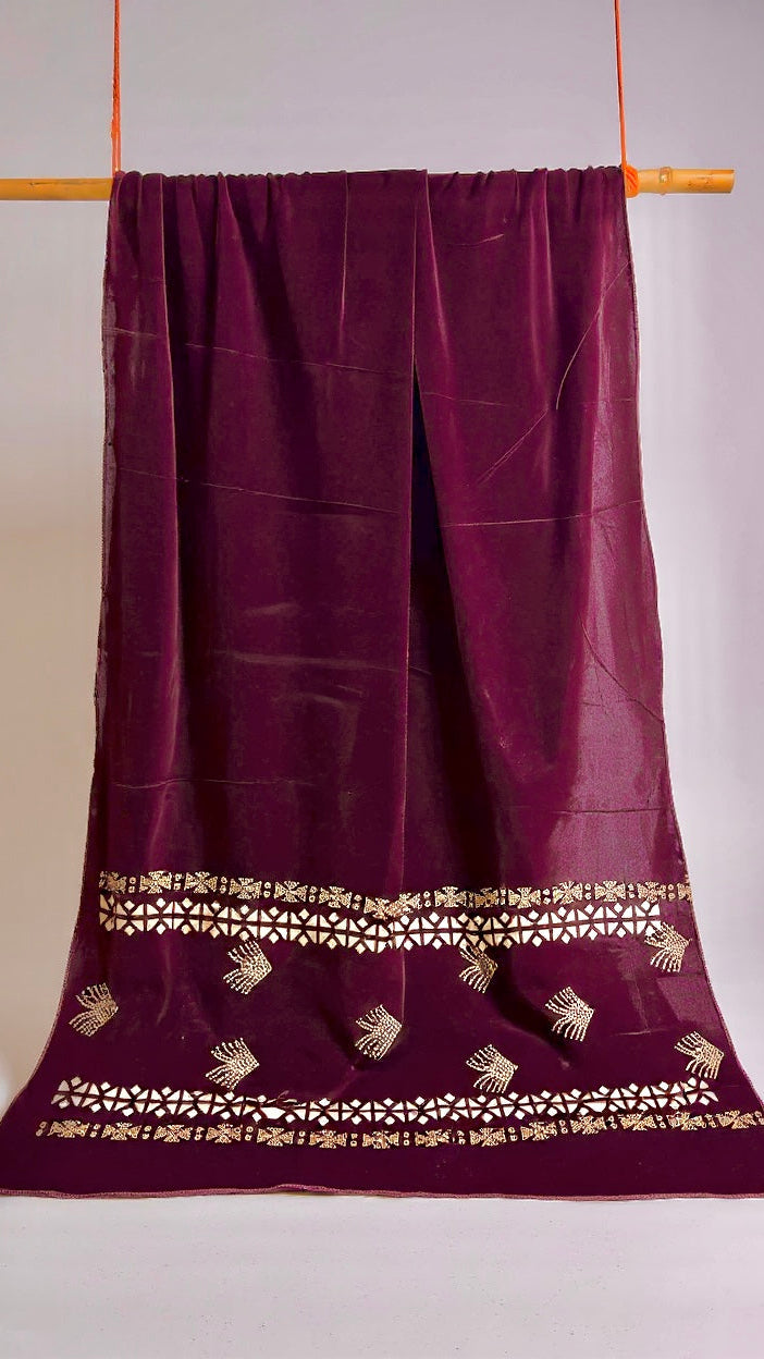 Luxury Stone Cutwork velvet Shawl