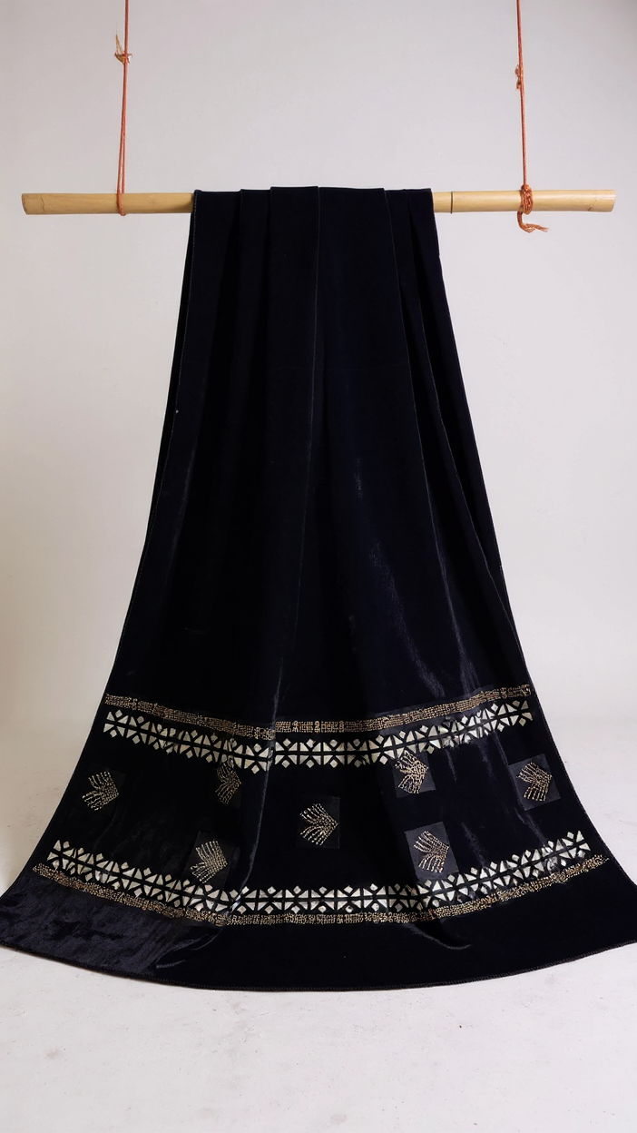 Luxury Stone Cutwork velvet Shawl