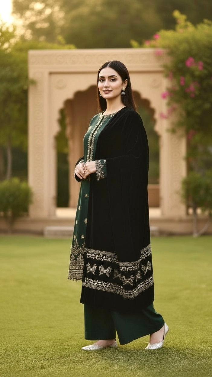 Luxury Stone Cutwork velvet Shawl