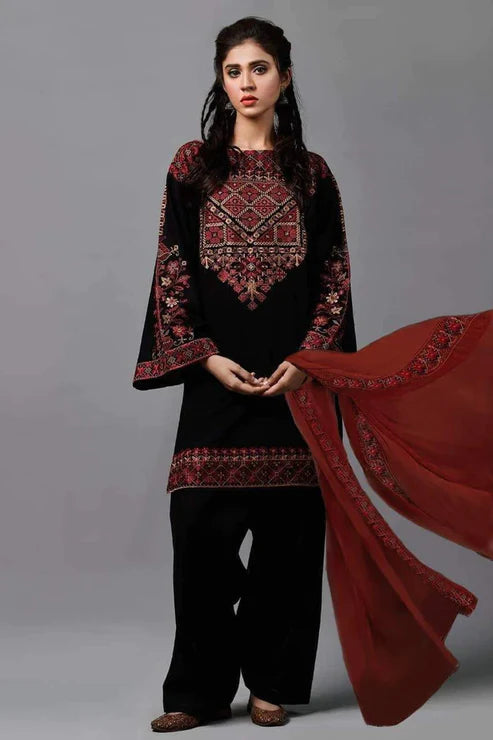 KAYSERIA- 3PC LAWN HEAVY EMBROIDERED SHIRT WITH BAMBER CHFFON EMBROIDERED DUPATTA