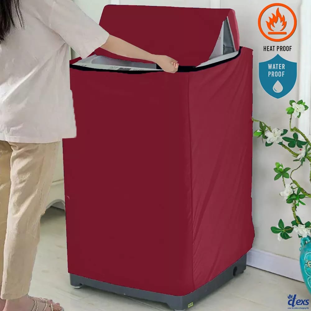 Waterproof Top Loaded Washing Machine Cover & Dryer Cover  (maroon-red Color)