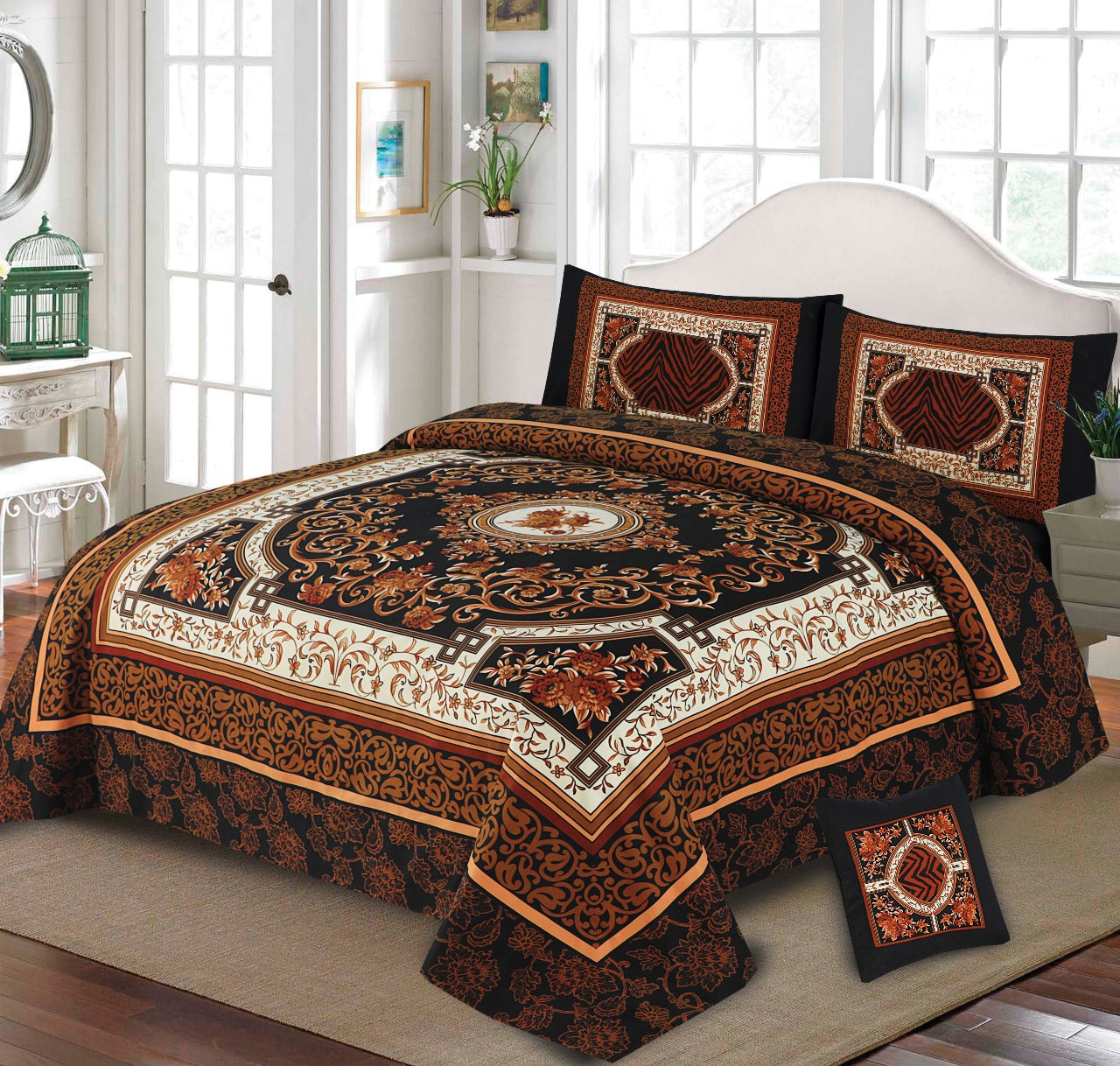 3D PANAL BEDSHEET CRYSTAL COTTON 4Pcs