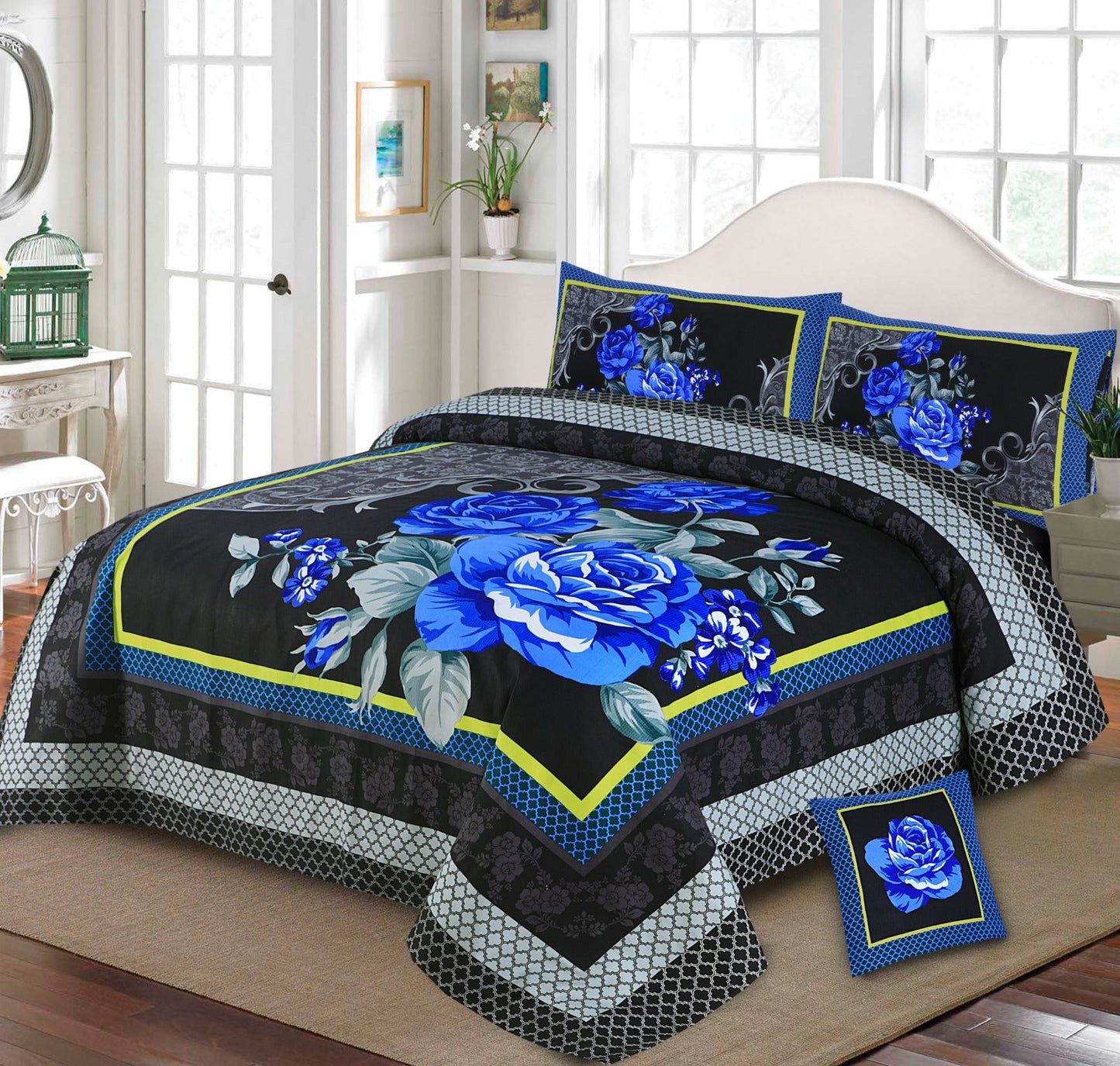 3D PANAL BEDSHEET CRYSTAL COTTON 4Pcs