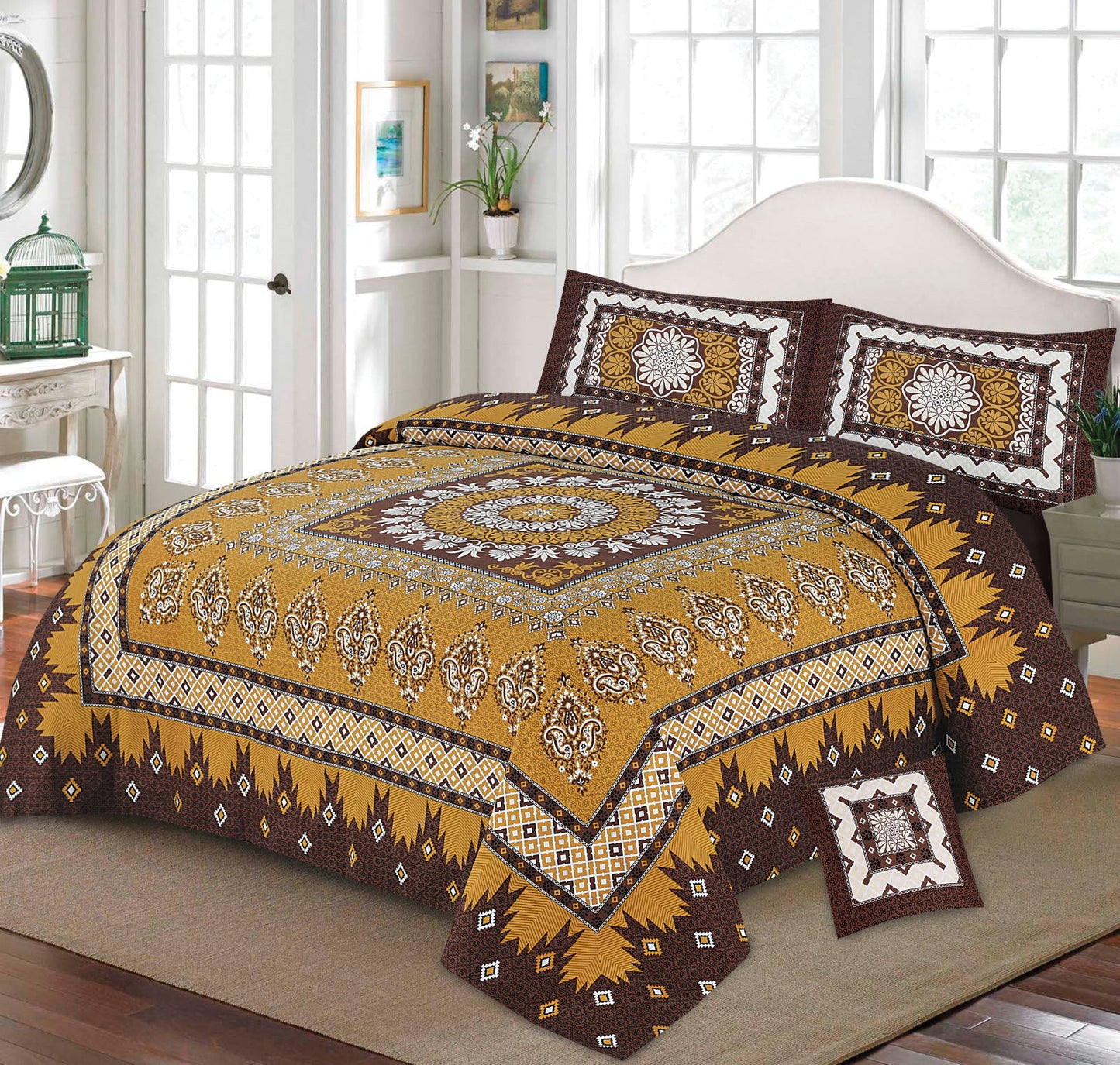 3D PANAL BEDSHEET CRYSTAL COTTON 4Pcs