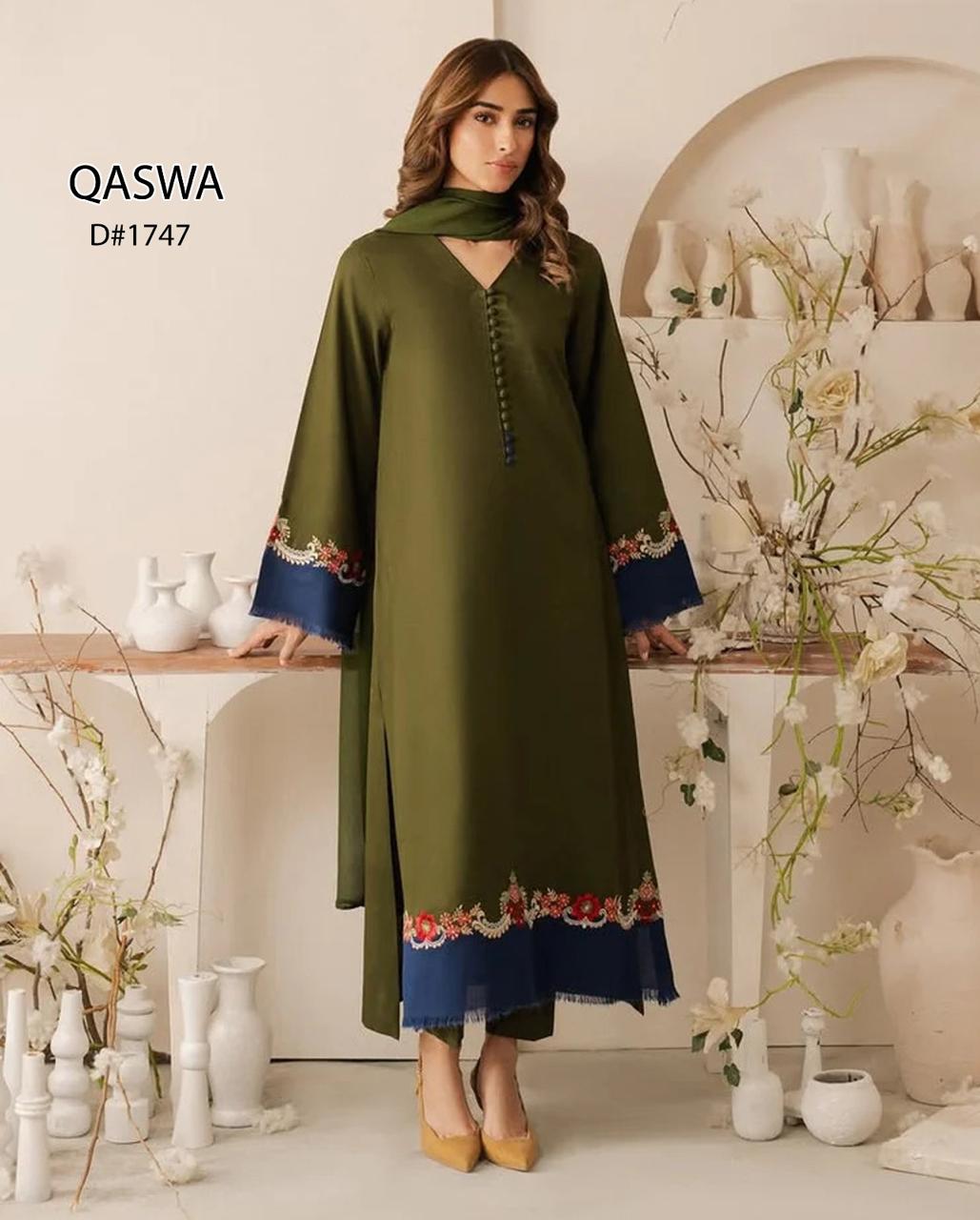 Qaswa Dhanak Embroidered Three piece 1747