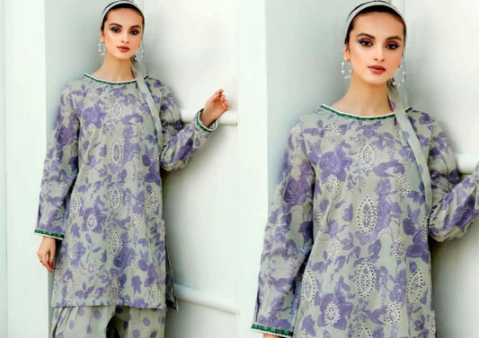 Blooming diagonal -2 Pc Lawn summer Collection printed Suit