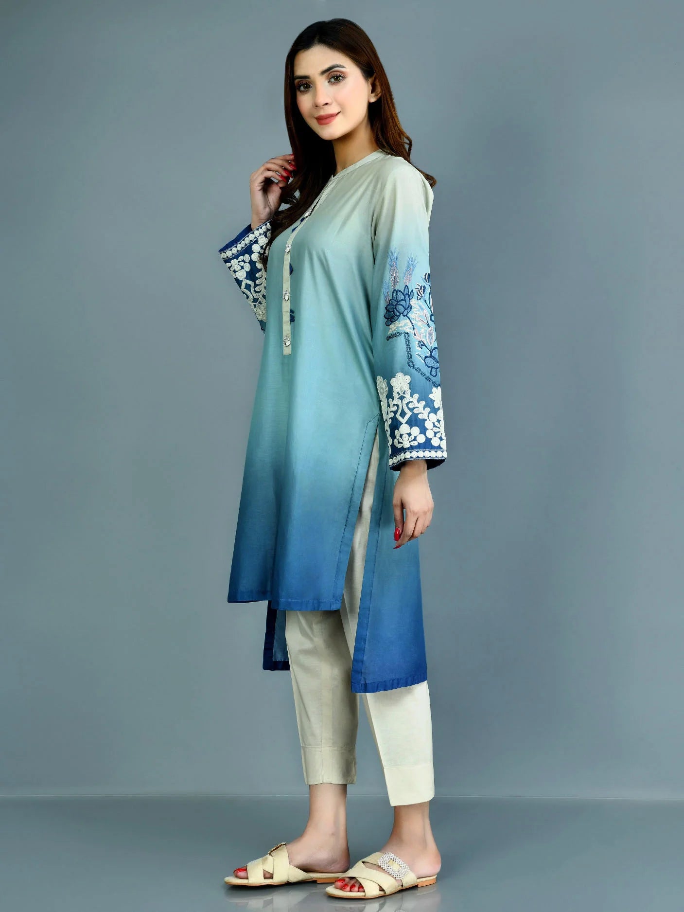 Gul Ahmed 3PC Linen Printed Suit with  EMBROIDERY