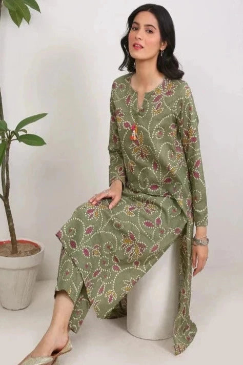 Printed 3 piece with dyed CottonNet Dubata