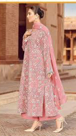 Pink 3pc Embroidered in Lawn with Bambar Chiffon Emboidered Dupata