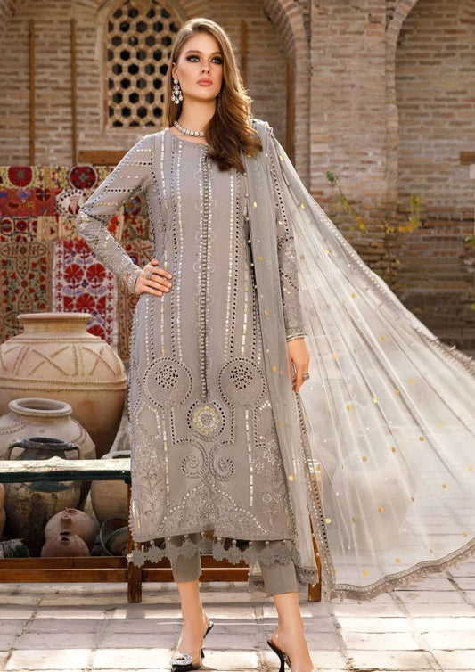 3 Piece Unstitched Heavy Embroidered Chicken Kari Lawn Suit ( Full Embroidered Bamber Chiffon Dupatta )