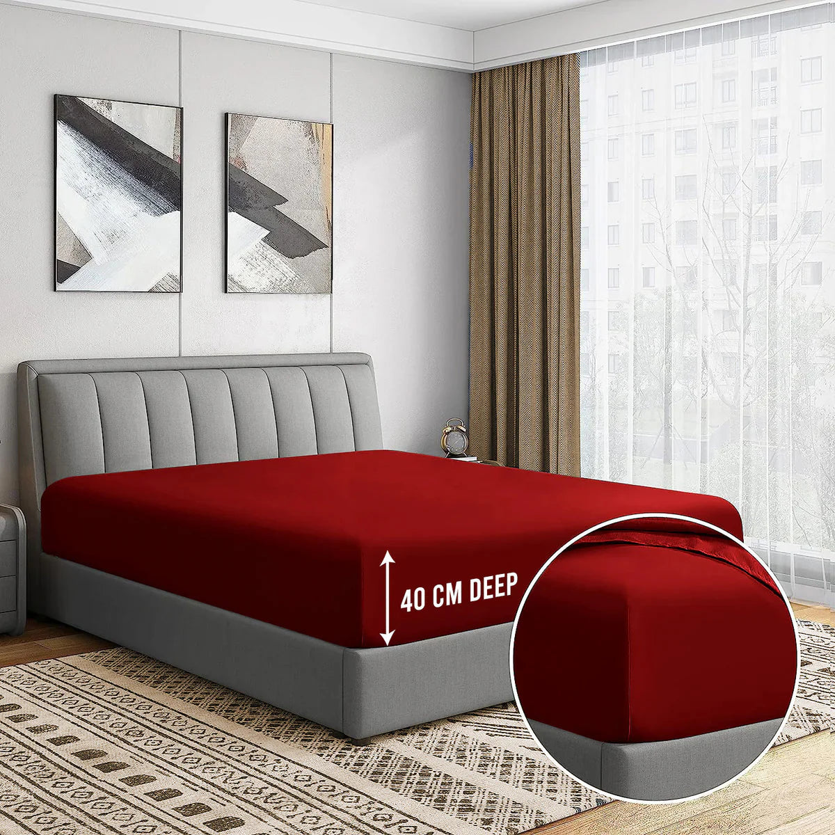3 Pcs Fitted Sheet Set-Red