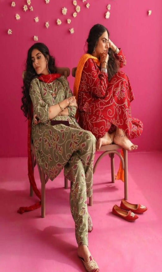 Printed 3 piece with dyed CottonNet Dubata