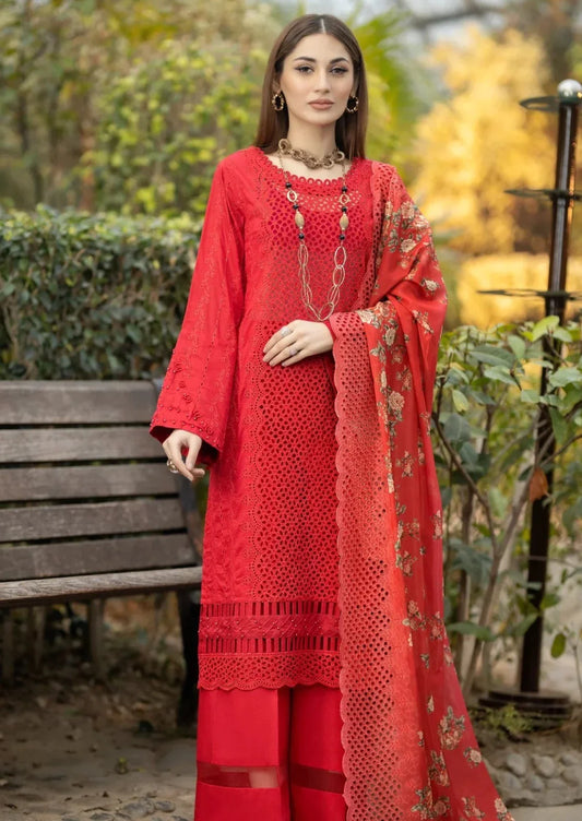 red bash Embroidered 3PC ZB-1318