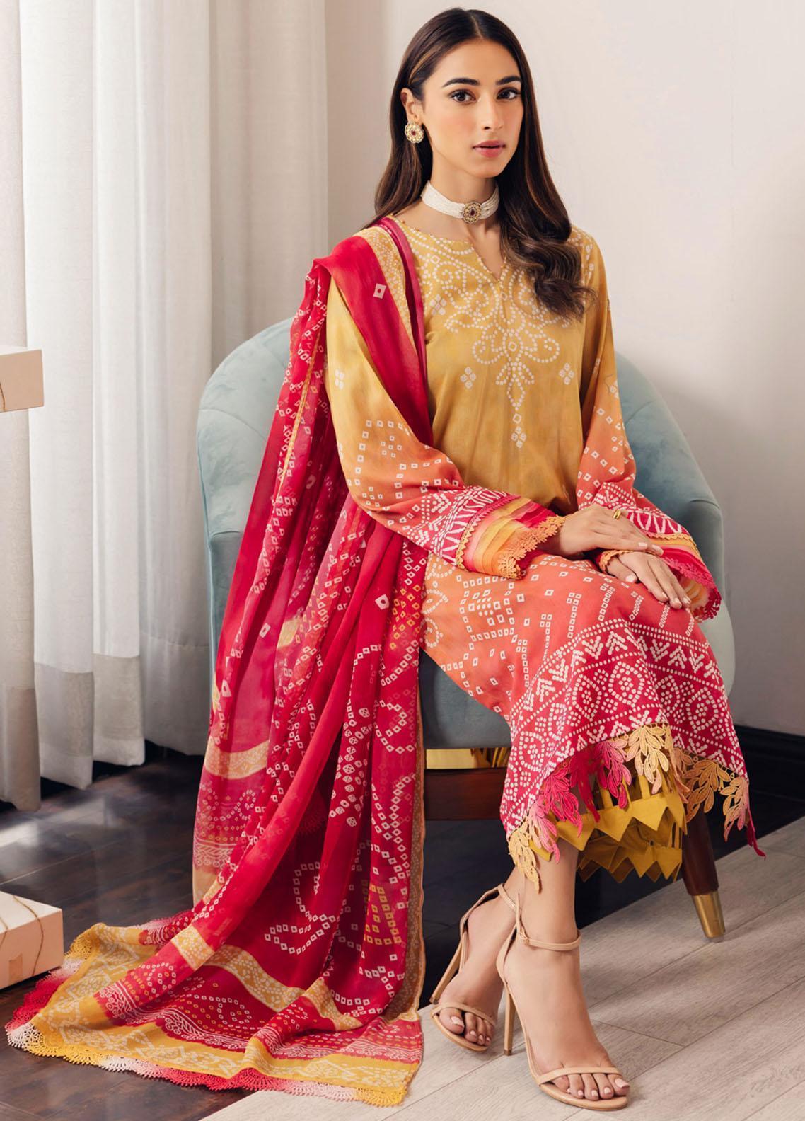 Salmon Peach Printed 3Pc kotrai ZB-72