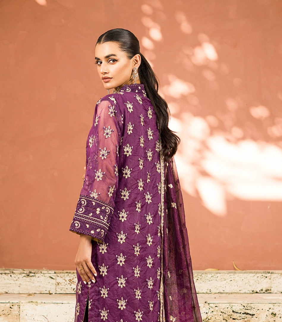 Palm Purple Embroidered 3PC ZB-1330