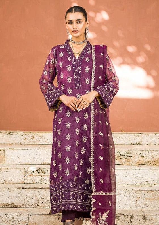Palm Purple Embroidered 3PC ZB-1330
