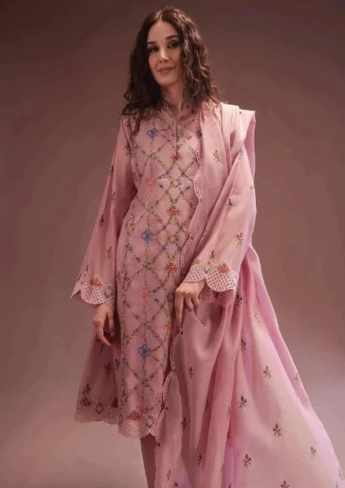 Embroidered Unstitch 3Pc Suit With Bamber Pure Chiffon Embroidered Dupatta Extra Patches Chicken kari borring Embroiderys