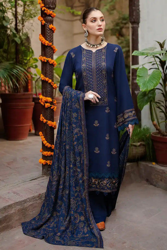 Resolution Bule Embroidered Dhanak 3pc ZB-98