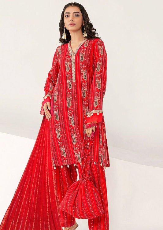 red fancy Embroidered 3PC ZB-1315
