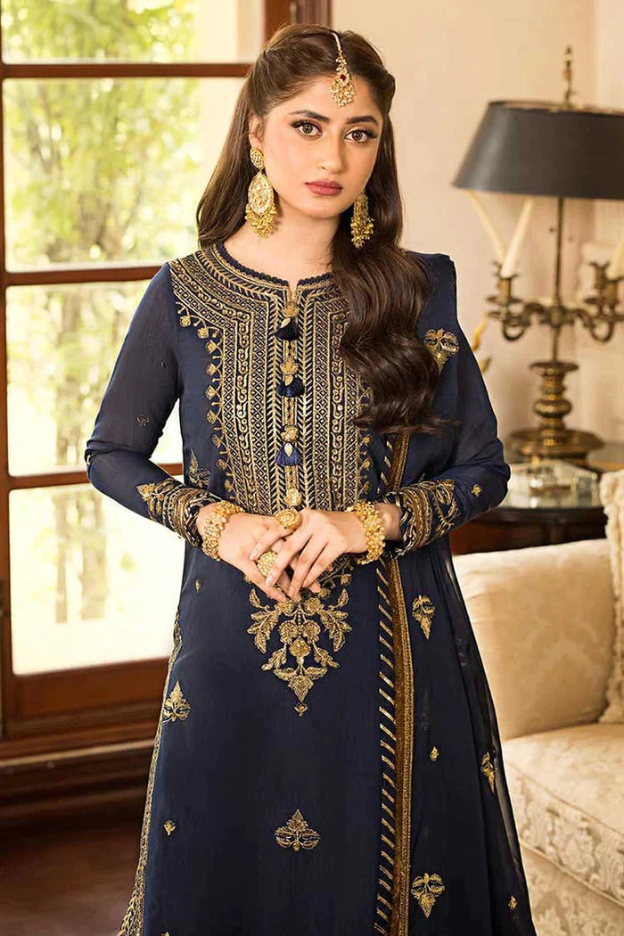 Unstitch 3pc Embroidered With Bamber Pure Chiffon Embroidered Dupatta