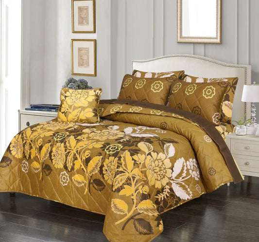 7 Pcs Quilted Comforter Set - Yellow Emerald