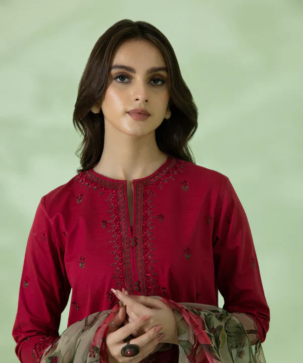 3Pc Lawn heavy embroidered summer Collection Suit with Organza Digital Dubata