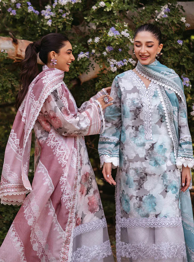 Zainab Chottani ZINNIA SKY 3 PC Suit Embroidered Patches