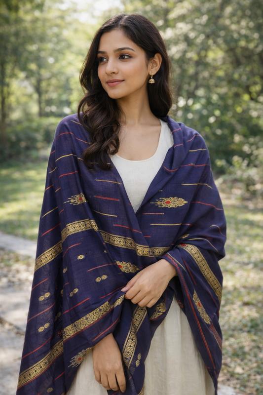 PURE LAWN GOLDEN LINE BORDER TARKASHI SHAWL