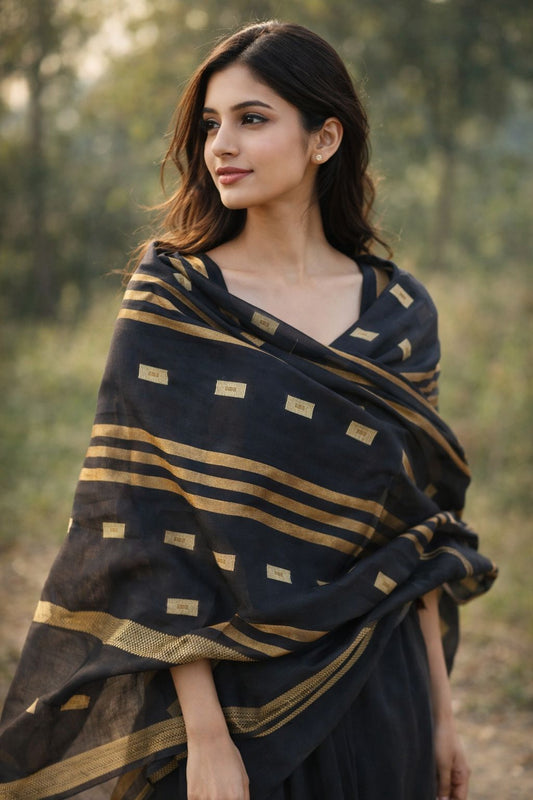 PURE LAWN GOLDEN LINE BORDER JAQUARD TARKASHI SHAWL