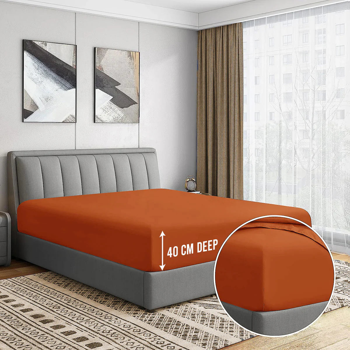 3 Pcs Fitted Sheet Set-Rust