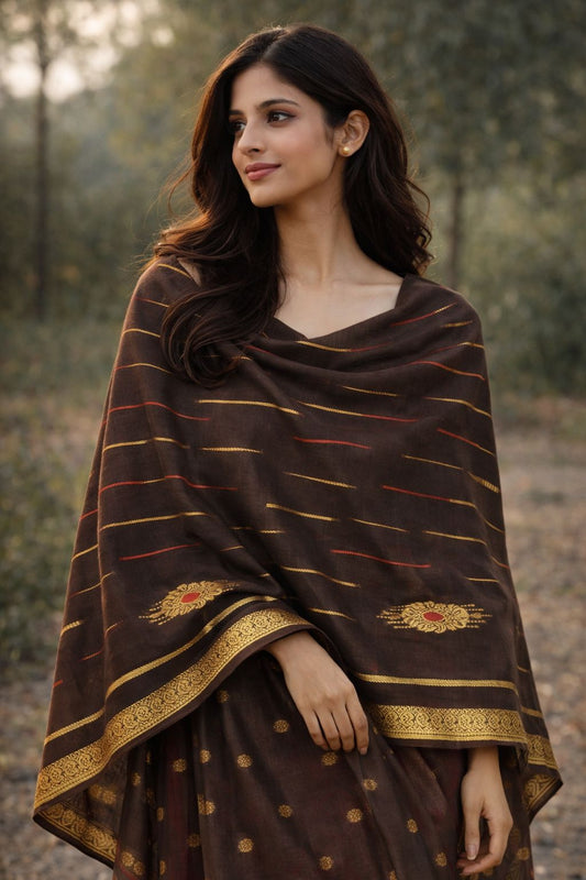 PURE LAWN GOLDEN LINE BORDER JAQUARD TARKASHI SHAWL