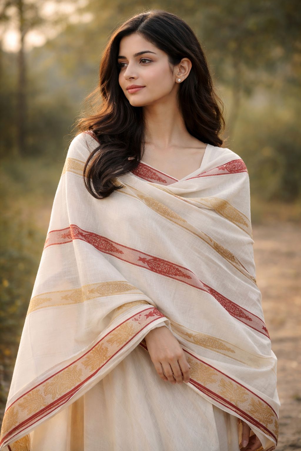 PURE LAWN GOLDEN LINE BORDER JAQUARD TARKASHI SHAWL