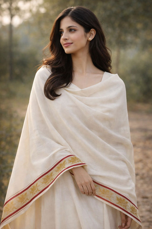 PURE LAWN GOLDEN LINE BORDER JAQUARD TARKASHI SHAWL