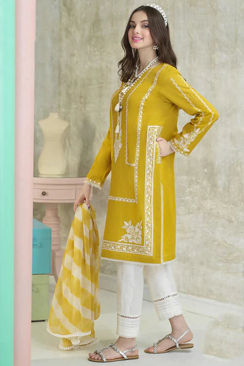 ASIM JOFA - 3PC LAWN EMBROIDERED SHIRT WITH PRINTED CHIFFON DUPATTA