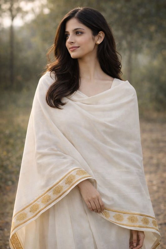 PURE LAWN GOLDEN LINE BORDER JAQUARD TARKASHI SHAWL