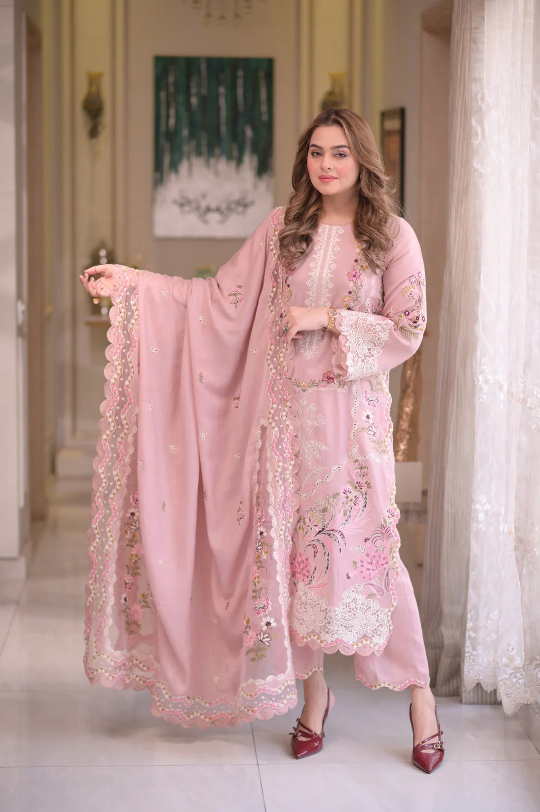 LAWN EMBROIDERED SUIT WITH READY DUBATA 1919
