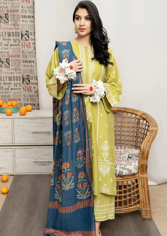 URGE - 3PC LAWN EMBROIDERED SHIRT WITH LAWN PRINTED DUPATTA AND EMBROIDERED TROUSER
